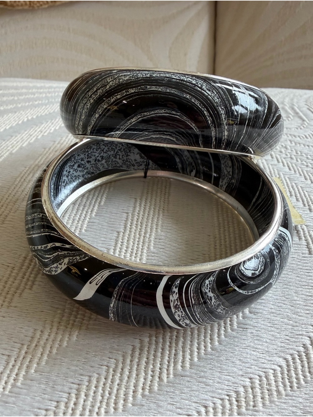 Chico's Black and White Swirl Bangle Bracelets